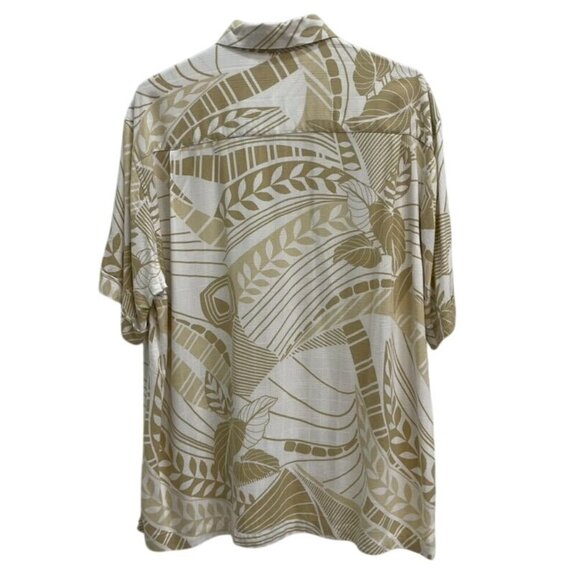 Cubavera Men's Beige Tropical Button-Down Shirt Short Sleeve Lightweight Large - Picture 2 of 6